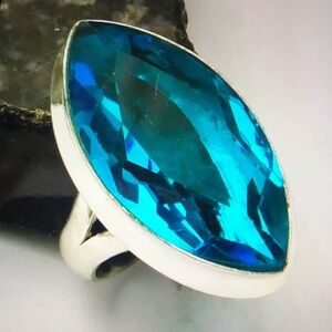 Blue Topaz Stamped 925 Sterling Silver Ring